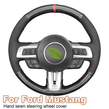 Изработена ръчно от Черна Кожена Замшевый Калъф на Волана на Автомобил За Ford Mustang 2015-2020 GT GT350R 2015-2020 Аксесоари