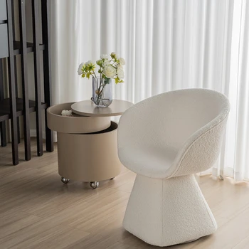 Въртящи се столове за грим от скандинавския дизайнер, Лека луксозно обзавеждане за хол, Кафе стол с облегалка, маса за хранене, стол от кашмир Home Lamb