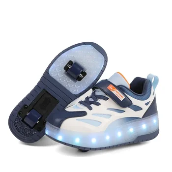Син Розов Черен USB зареждане на Модни обувки за момичета и момчета с led подсветка Обувки за ролери, За деца Детски маратонки с колела Две колела