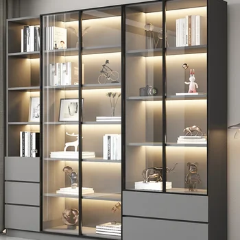 Индивидуален шкафове със стъклени като, пылезащитная лавица за книги, вградена в стената на витрина