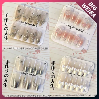 41 Стил Френска, Японска Серия Press On Nails Стикер за изкуствени нокти с лък и кристали Евтини Акрилни Фабрика ноктите на Едро