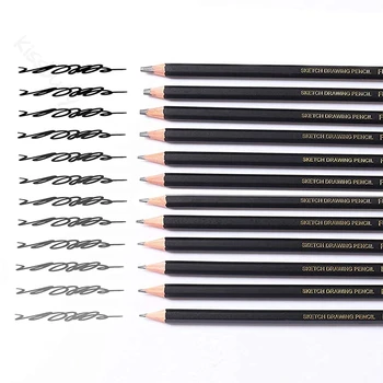12 бр./компл. Професионален комплект моливи за рисуване, художествени моливи, стационарни графитни моливи за перо за начинаещи, така и професионални художници
