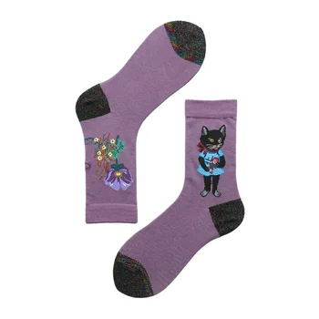 Чорапи от горски приказки, Есенна Приказка с животни, Нов продукт, Индивидуален Жаккардовый Чорап AB, Сладък Дамски Къси Памучни чорапи за момичета