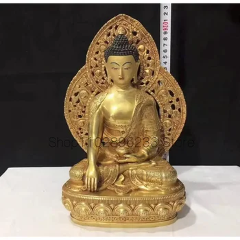32 см Тантра Четырехрукая Статуя на Буда, Тибетски Бронзова Статуя, Златно Украшение от чиста мед