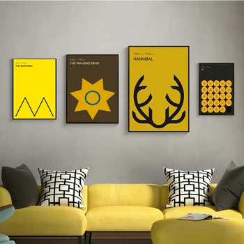 Картини върху платно и Модерни жълти Геометрични плакати 