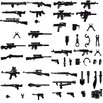 Набор от блокове WW2 Пистолет, пушка Оръжие Светошумовые Гранати Военни Инструменти Лопата и Белезници Строителни Тухли Детски Играчки