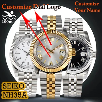 Конфигуриране на dial часа за мъжете 39 мм Часовници NH35 Автоматични механични часовници Луксозни мъжки часовник Регулиране на логото си със собствените си ръце