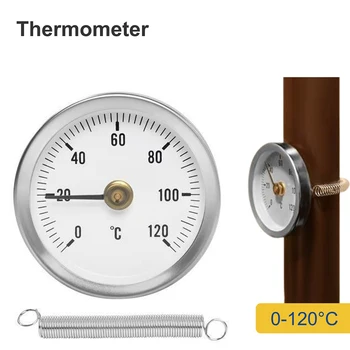 1 Комплект промишлени трубопроводного термометър 0-120 ℃, Битумен Тръбен Термометър от неръждаема стомана, нагревательная пружина на тръбата, Циферблат 63 мм