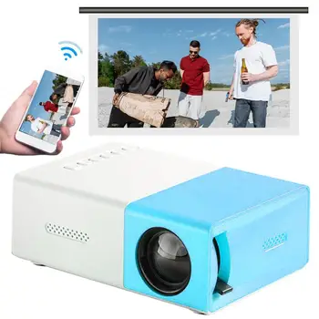Външен проектор, шрайбпроектор за употреба на открито, безжичен 1080P видео проектор за домашно кино, синьо и бяло