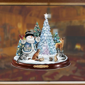 1 бр. PVC Зимния прозорец, Коледно Дърво, Въртящи се етикети на влак, Украса за дома на фестивала и партита
