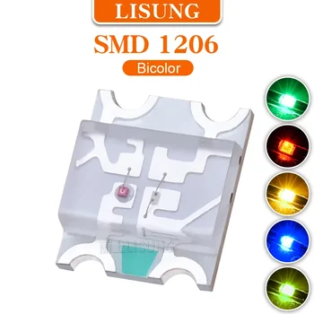 1000 бр /пакет 1206 SMD Led Диоден Чип 0,06 W на Излъчване Двуцветен Диод LED 2 Цвят Червен Зелен Син R + жълто-зелен Ултра Ярък САМ ПХБ