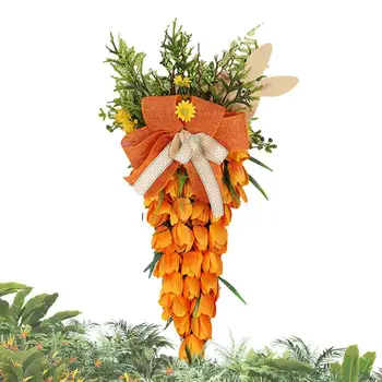 Великден Морков венец във формата на оранжеви моркови Пролетни Венци за входната врата Декор входната врата Стенни врата за къща за почивка