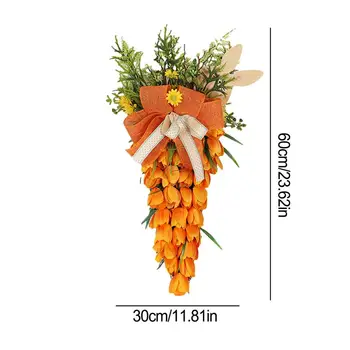 Великден Морков венец във формата на оранжеви моркови Пролетни Венци за входната врата Декор входната врата Стенни врата за къща за почивка
