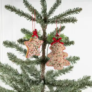 Нетъкан висулка във формата на дърво от червен боб, оформяне на сцена, Подаръци, Украса на Коледната елха, Коледна украса, Коледни