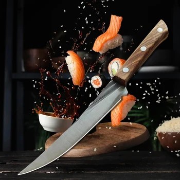 Изкован разделочный нож Мясницкий нож от неръждаема стомана с Кухненски нож за рязане на месо, риба, плодове и барбекю