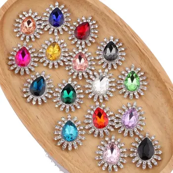 120ШТ 27*32 мм Висококачествени Блестящи Копчета с кристали За Цветя Центрове Аксесоари За коса