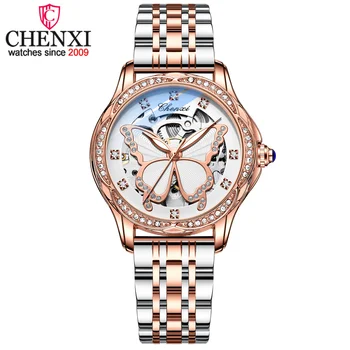 Горещи Продажба CHENXI 8834 Автоматични Часовници за Жените Най-добрата Марка на Луксозни Творчески Стоманена Гривна Водоустойчиви Дамски Ръчен Часовник