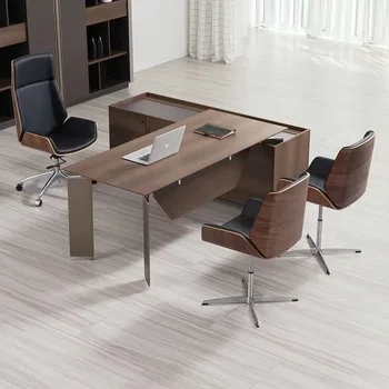 Офис компютърен стол с висока облегалка от гнутого дърво, въртящи, офис мебели от кожа от микрофибър за дома, кожен стол за провеждане на конференции