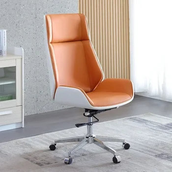 Офис компютърен стол с висока облегалка от гнутого дърво, въртящи, офис мебели от кожа от микрофибър за дома, кожен стол за провеждане на конференции