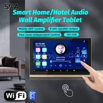Домашен Стенен Bluetooth WiFi Усилвател с 10-инчов Сензорен Екран, Две Аудиозонами, Звуков Усилвател за Високоговорителя, Потребителска Електроника
